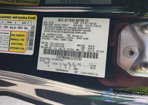 2020 Ford Mustang Ecoboost Premium z USA, uszkodzony, nr VIN 1FATP8UH6L5137707